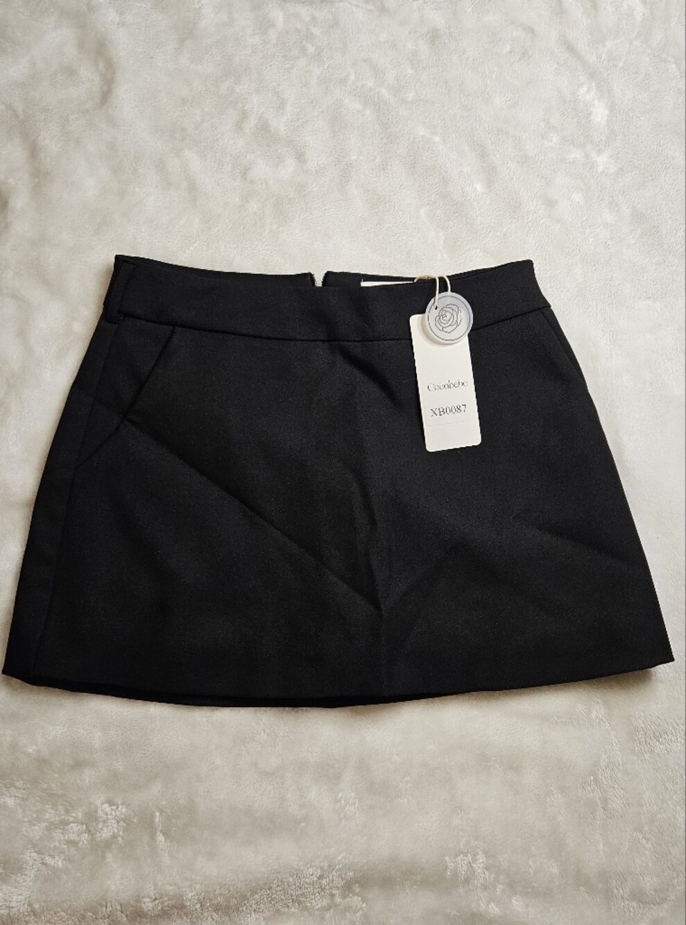 Black Mini Skirt with Clean Waistband - Picture 3 of 10